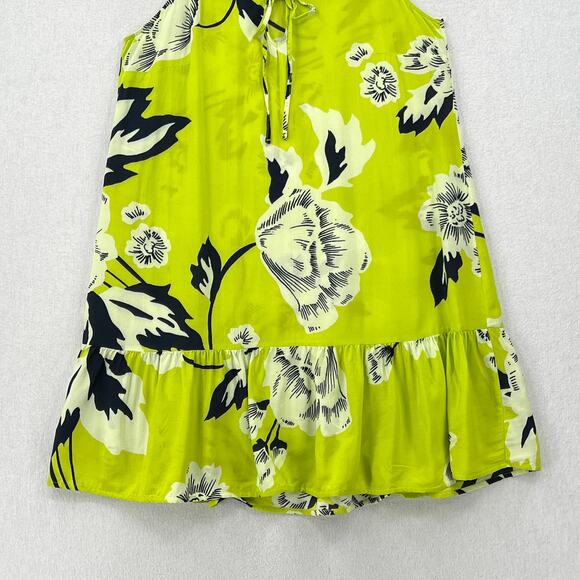 MAAJI Enchanted Mystery Mini Swim Coverup Dress Women L Lime Green Floral Ruffle - Picture 5 of 16